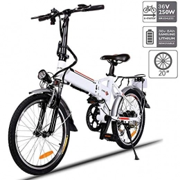 Aceshin Bicicleta Aceshin Bicicleta eléctrica plegable de 20 pulgadas con batería de iones de litio extraíble de 36 V y 8 Ah con motor de 250 W y cargador de batería