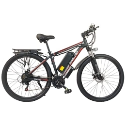 AKEZ Bicicleta AKEZ 29'' Bicicleta eléctrica de montaña para hombre y mujer con batería extraíble de 48V 13Ah, bicicleta eléctrica con cambio Shimano de 21 velocidades (negro rojo-29–1000)
