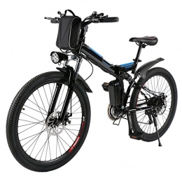 AMDirect Bicicletas eléctrica AMDirect Bicicleta de Montaña Eléctrica Bici Plegable Ebike con Rueda de 26 Pulgadas Batería de Litio de Gran Capacidad 36V 250W 21 Velocidades Suspensión Completa Premium y Engranaje Shimano (Negro)