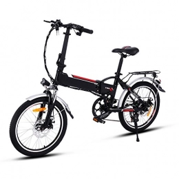 AMDirect Bicicleta AMDirect Bicicleta Eléctrica Plegable con Batería de Litio(36V 8Ah) Desmontable Bicicleta de Montaña de 20 Pulgadas E-Bike Motor 250W Sistema de Transmisión con Linterna y Cargador(Negro-20 Pulgadas)