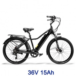 AMGJ Bicicleta AMGJ Bicicleta Elctrica Adultos, Marco de Aleacin de Aluminio, 300W Motor Batera 36V 10.4 / 15Ah 25 km / h LCD Pantalla con Amortiguador Asiento Ajustable, Negro, 36V 15Ah