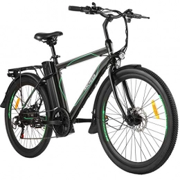 Ancheer Bicicleta ANCHEER 26" Bicicleta eléctrica con Batería Extraíble 10AH, Bicicleta de Cercanías 6 Velocidades para Adultos (Caballero-Línea Verde)