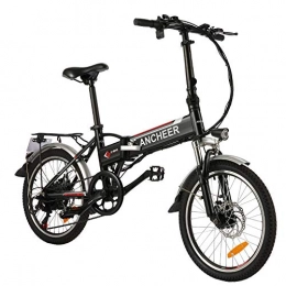 Ancheer Bicicleta ANCHEER Bicicleta eléctrica Pedelec de 20 pulgadas con batería de litio (36 V 8 Ah) y motor de 250 W y palanca de cambios Shimano de 7 velocidades (20 plegable), color negro