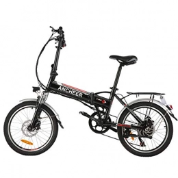 Ancheer Bicicleta ANCHEER Bicicleta Eléctrica Plegable 20 Pulgadas, con Batería Extraíble 36V 8Ah, 250W Motor, Shimano de 7 Velocidades hasta 25km / h para la Transporte de Ciudad (20 Plegable Negro)