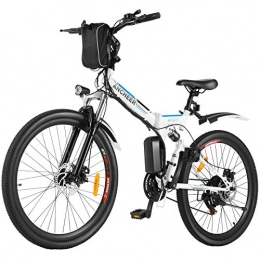 Ancheer Bicicleta ANCHEER Bicicleta Eléctrica Plegable 26 Pulgadas, Batería de Litio 36 V 8 Ah, Motor Sin Escobillas 250 W, 26" E-Bike 21 Velocidades para Adultos (Plateado)