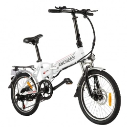 Ancheer Bicicletas eléctrica ANCHEER Bicicleta eléctrica Plegable, Bicicleta eléctrica de 20 / 26 Pulgadas, con Batería de Litio de 36V 8Ah extraíble y 21 Velocidades (AE4 Blanco Rojo)