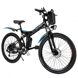 Ancheer Bicicleta ANCHEER Bicicleta Eléctrica Plegable, Bicicleta Eléctrica De 26" con Batería De Litio Extraíble De 36 V 8 Ah, Suspensión Completa Y 21 Velocidades