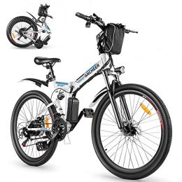 Ancheer Bicicleta ANCHEER Bicicleta eléctrica plegable de 26 pulgadas, con batería extraíble de 36 V y 8 Ah, con suspensión completa, 3 modos y profesionales de 21 velocidades