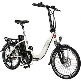 AsVIVA Bicicleta AsVIVA vélo intermodal électrique B13 avec batterie Samsung 36V 15, 6Ah | Vélo pliant 20" avec dérailleur Shimano 7 vitesses, moteur arrière Bafang, frein à disque, Vélo électrique blanc