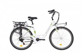 Atala Bicicleta Atala - Bicicleta elctrica E-Run para mujer, 26 pulgadas, motor Brushless 36v, ECO-logic 6v, color blanco / verde (bicicleta elctrica para ciudad)