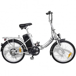 Ausla Bicicletas eléctrica Ausla - Bicicleta eléctrica plegable de 20 pulgadas, 250 W, bicicleta eléctrica plegable, batería de iones de litio de aleación de aluminio, velocidad máx. 25 km / h, color plateado