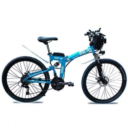 AYHa Bicicleta AYHa Bici de montaña plegable eléctrico, 350W / 500W 8-15Ah 26 pulgadas de moda de la bici urbana eléctrica portátil del freno de disco adecuado para Hombres Mujeres Ciudad de Tráfico, Azul, 36V8AH350W