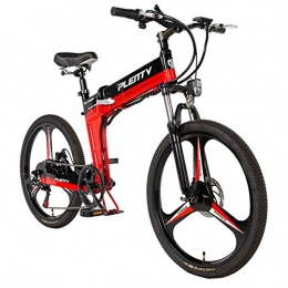 BAIYIQW Bicicleta BAIYIQW Bicis Electricas Mujer Ebike para Adulto (24 Pulgadas) Batería de Litio de 48 VA / Motor de Alta Velocidad de 350 W / 3 Modos de conducción / Peso 19 kg, Carga 140 kg, Rojo, 48V / 12.8AH / 120km