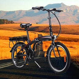 CM67 Bicicleta Bici electrica Plegable 20 Pulgadas Engranajes de 7 velocidades 250W Batería extraíble de Iones de Litio de 10 Ah Adultos Unisex Compañero Fiable para el día a día