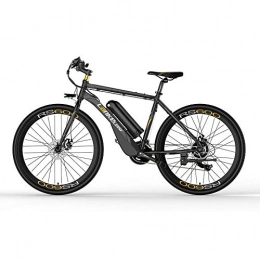 LANG TU Bicicleta Bicicleta de carretera eléctrica de batería grande 700C 720WH, diseño de cuerpo de aleación de aluminio en forma de superficie de sustentación, con motor potente de 300W (Gris negro, Actualizado)
