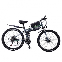 FFF-HAT Bicicleta Bicicleta de montaña eléctrica de 26 ", plegable, freno de doble disco para adultos y bicicleta de montaña de suspensión completa, batería de litio, instrumento LCD inteligente de 21 / 27 velocidades