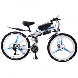 FFF-HAT Bicicleta Bicicleta de montaña eléctrica de 26 pulgadas con batería extraíble de iones de litio (36V8AH350W), 3 modos de trabajo, bicicleta eléctrica de 21 / 27 velocidades (rueda de radios / rueda integrada), blanc