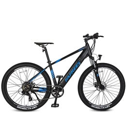 YANGAC Bicicleta Bicicleta de montaña eléctrica Pedelec MTB de 27, 5 pulgadas, motor trasero Shimano 7S de 250 W, frenos de disco, bicicleta eléctrica con horquilla de suspensión de 80 KM, homologación CE (azul)