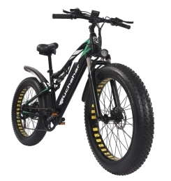 Suchahar Bicicleta Bicicleta de Montaña Eléctrica Suchahar Shimano 7 Velocidades 26 * 4 Ebike Batería Extraíble 48V17Ah Doble Suspensión Bicicleta Eléctrica para Adultos