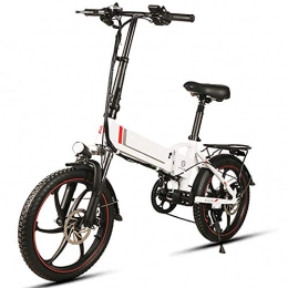 KT Mall Bicicletas eléctrica Bicicleta Elctrica Montaa Plegable 20 Pulgadas Para Adultos Con Batera Litio De 48 V 8 Ah Y Asiento Trasero De Aleacin Aluminio Bicicleta Velocidad Variable 21, 7 Millas - 40, 3 Millas, Blanco