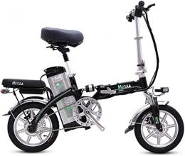 TCYLZ Bicicleta Bicicleta elctrica TCYLZ de 14 pulgadas con marco de aleacin de aluminio, porttil, plegable, para adultos, con batera de iones de litio de 48 V, color negro