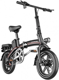 RDJM Bicicleta Bicicleta electrica, Bicicletas eléctricas rápidas para adultos portátiles fáciles de almacenar, 14 "Bicicleta eléctrica / conmuta Ebike con conversión de frecuencia Motor de alta velocidad, batería d