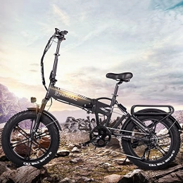 JINGJIN Bicicletas eléctrica Bicicleta electrica montaña, Bicicleta electrica, plegable bicicleta de montaña 20 ” Neumático grueso Aleación de aluminio bicicleta electrica plegable, Velocidad Máxima de 35 km 48V10AH, 500W