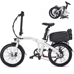 ECTbicyk Bicicleta Bicicleta Electrica Plegable 20" para Hombre Mujer, E-Bike Urbana para Adultos Unisex Batería Litio extraíble 36V 9Ah Shimano 7 Vel Blanco