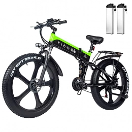 ride66 Bicicletas eléctrica Bicicleta Electrica Plegable de Montaña 26"*4.0" MTB Fat Bike para Adultos (Verde Negro)