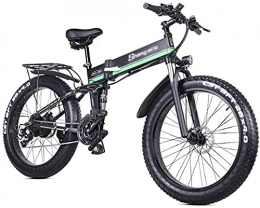 HARTI Bicicleta Bicicleta eléctrica, 1000 W, 48 V, plegable, con neumáticos de grasa de 26 x 4.0, bicicleta eléctrica ligera de 21 velocidades con pedal de asistencia hidráulica freno de disco, verde