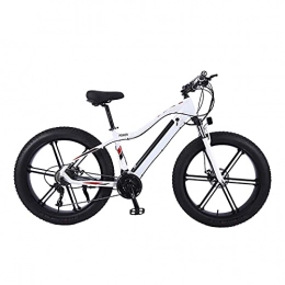 YIZHIYA Bicicleta Bicicleta Eléctrica, 26" Bicicleta de montaña eléctrica para adultos de motos de nieve de neumáticos gordos, Batería de litio extraíble, E-bike de 27 velocidades, Frenos de doble disco, Blanco, 36V 350W