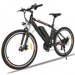 TTKU Bicicleta Bicicleta Eléctrica 26'' E-Bike Urbana Trekking MTB para Adultos Unisex, Batería de Litio Extraíble 36V 12.5Ah, Shimano de 21 Velocidades, Frenos de Disco Dobles (Negro 1)