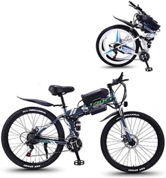 ZJZ Bicicleta Bicicleta eléctrica Bicicleta de montaña eléctrica plegable con material de acero de alto carbono súper ligero de 26 ", motor de 350 W, batería de litio extraíble de 36 V y 21 velocidades, gris, 10 Ah