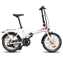 ROCKSHARK Bicicleta Bicicleta eléctrica de 20 Pulgadas, Plegable, con Motor de 250 W, batería de Litio de 36 V, Rueda con Cambio Shimano de 7 velocidades, Ligero de Aluminio con luz para Hombre y Mujer