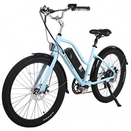 Bicicleta eléctrica de 250 W, 36 V, 10 Ah, 26" x 2,35, freno de disco delantero y trasero, 2017, suspensión extra, motor 7, calidad premium, mejorada, color azul, tamaño 66,04 cm, tamaño de rueda 26.00