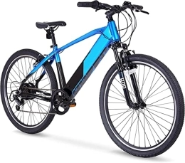 YUANLE Bicicleta Bicicleta eléctrica de 26” con batería integrada de 36V 7.8Ah Marco de aluminio Suspensión delantera - Negro / Azul