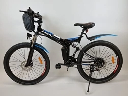 Bicicleta eléctrica de 26 pulgadas para hombre y mujer con batería de 36 V y 10,4 Ah y cambio Shimano de 21 velocidades (negro)
