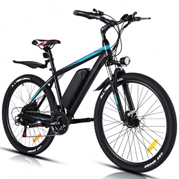 WIND SPEED Bicicleta Bicicleta Eléctrica de 26 Pulgadas para Hombres y Mujeres, Bicicleta de Montaña Eléctrica de 250 w con Batería de Litio Extraíble de 36 v y 10, 4 Ah, Aleación de Aluminio, Adultos (Azul)