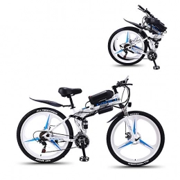 Pc-Glq Bicicleta Bicicleta Eléctrica De 26 Pulgadas, Plegable, De Montaña, con Gran Capacidad (36 V, 350 W), Doble Suspensión Y 21 Velocidades Shimano, Blanco, 13AH