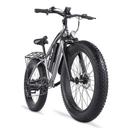 Souleader Bicicleta Bicicleta eléctrica de 26‘’, Shimano 7 velocidades, con batería extraíble, 48V 17Ah, Bicicleta eléctrica para Hombres Mujeres - Plata