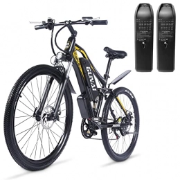 Vikzche Q Bicicletas eléctrica Bicicleta eléctrica de 27.5 pulgadas con dos baterías de litio extraíbles de 48 V / 17 Ah, suspensión completa, Shimano de 7 velocidades City E-bike GUNAI M60