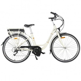 onWay Bicicleta Bicicleta eléctrica de 28 pulgadas para mujer, precisa Shimano de 7 velocidades, motor Bafang 250 W, 36 V 10, 4 Ah, batería de litio Sanyo de onway, 5 niveles de apoyo, pantalla LCD