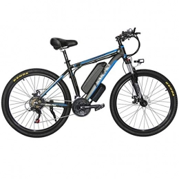 Bicicleta eléctrica de montaña, 1000 W, 26 pulgadas, con batería de litio extraíble de 48 V, 18 Ah, tres modos de trabajo, con asiento trasero (negro azul)
