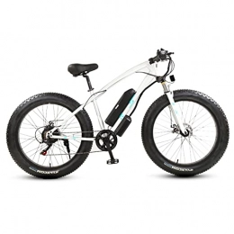 AZXV Bicicletas eléctrica Bicicleta eléctrica de montaña, 21 velocidades Suspensión Acero de Alto Contenido de Carbono MTB Bicicleta, Ruedas de 26 Pulgadas, antideslizamiento Dual antidesliza White-48V10ah