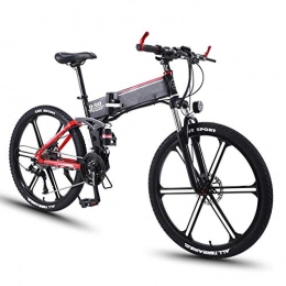 Heatile Bicicleta Bicicleta eléctrica de montaña Plegable Batería de litio 36V8AH Frenos de disco mecánicos delanteros y traseros Faro LED adaptativo Adecuado para trabajo, escuela, compras, excursiones, ocio, Rojo