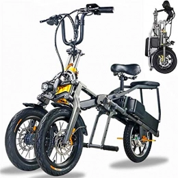WJSWD Bicicleta Bicicleta eléctrica de nieve, 3 ruedas plegable bicicleta eléctrica for los adultos, 350W extraíble batería de litio de 48V motor de desplazamiento bicicleta eléctrica Electric City de bicicletas / Co