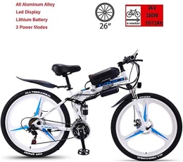 WJSWD Bicicleta Bicicleta eléctrica de nieve, Bicicleta eléctrica plegable, 36V350W Super Motor Potente, 50-90Km Resistencia, Tiempo de carga 3-5 horas, de 26 pulgadas de 21 velocidad de bicicletas de montaña, apto f
