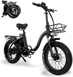 WJSWD Bicicleta Bicicleta eléctrica de nieve, Bicicletas eléctricas plegables para adultos con batería de iones de litio grande de 48V 15Ah 20 en bicicleta eléctrica de neumático de grasa con canasta de automóvil Min