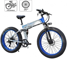 WJSWD Bicicleta Bicicleta eléctrica de nieve, Bicicletas plegables eléctricos for adultos marco de bicicletas de montaña de acero 7 velocidad de 26 pulgadas ruedas dobles Suspensión bicicleta plegable E-Bici de peso