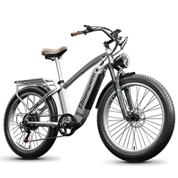 VLFINA Bicicletas eléctrica Bicicleta eléctrica de pedaleo asistido con suspensión Total para Adultos, 26" x 3.0 Fat Tire, Shimano 7vel, batería extraíble 48V15Ah, Bicicleta de montaña eléctrica Retro 26 Pulgadas